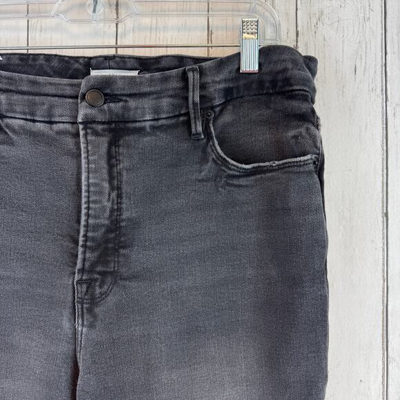 Good American Black271 Classic Slim-Straight Raw Step-Hem Jeans Plus Size 15 - Picture 3 of 14